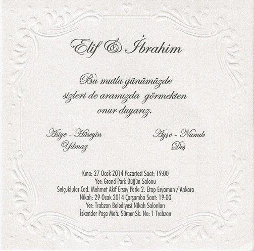 Elif & brahin Evleniyor (DAVETYE)